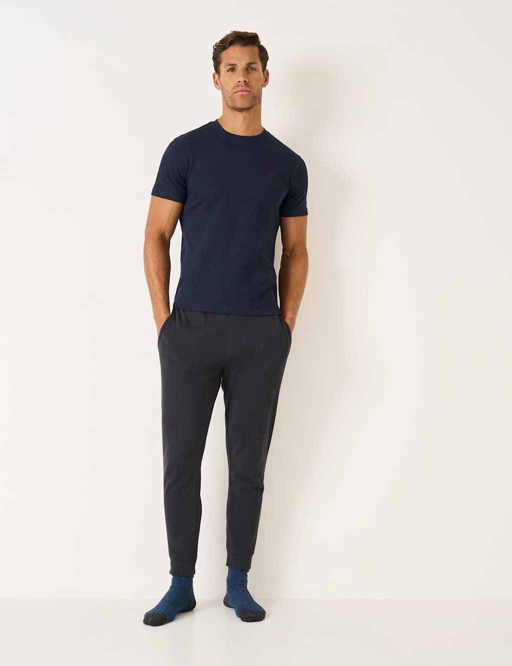 Crew Clothing Cotton Rich Waffle T-Shirt Navy