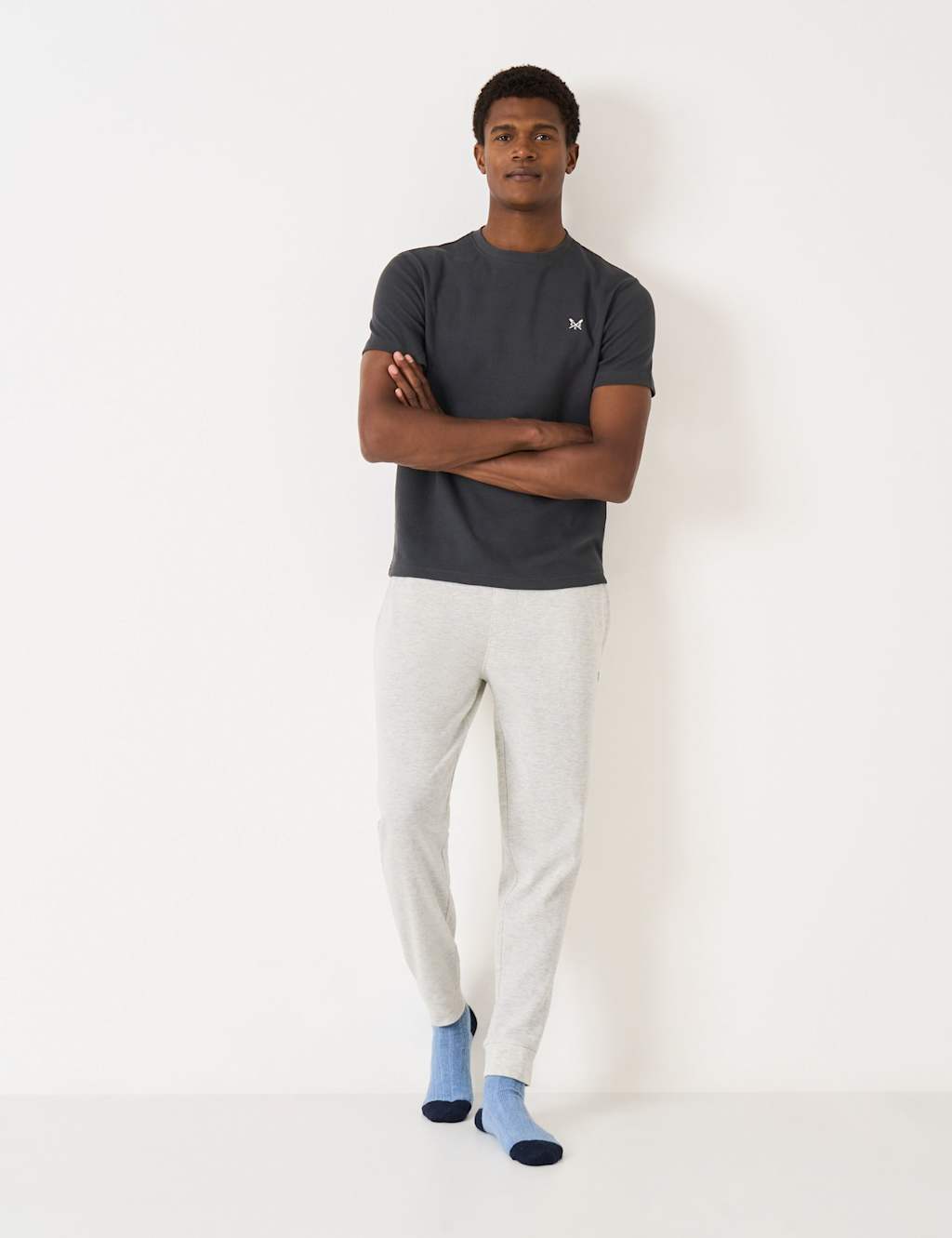 Crew Clothing Cotton Rich Waffle T-Shirt Charcoal