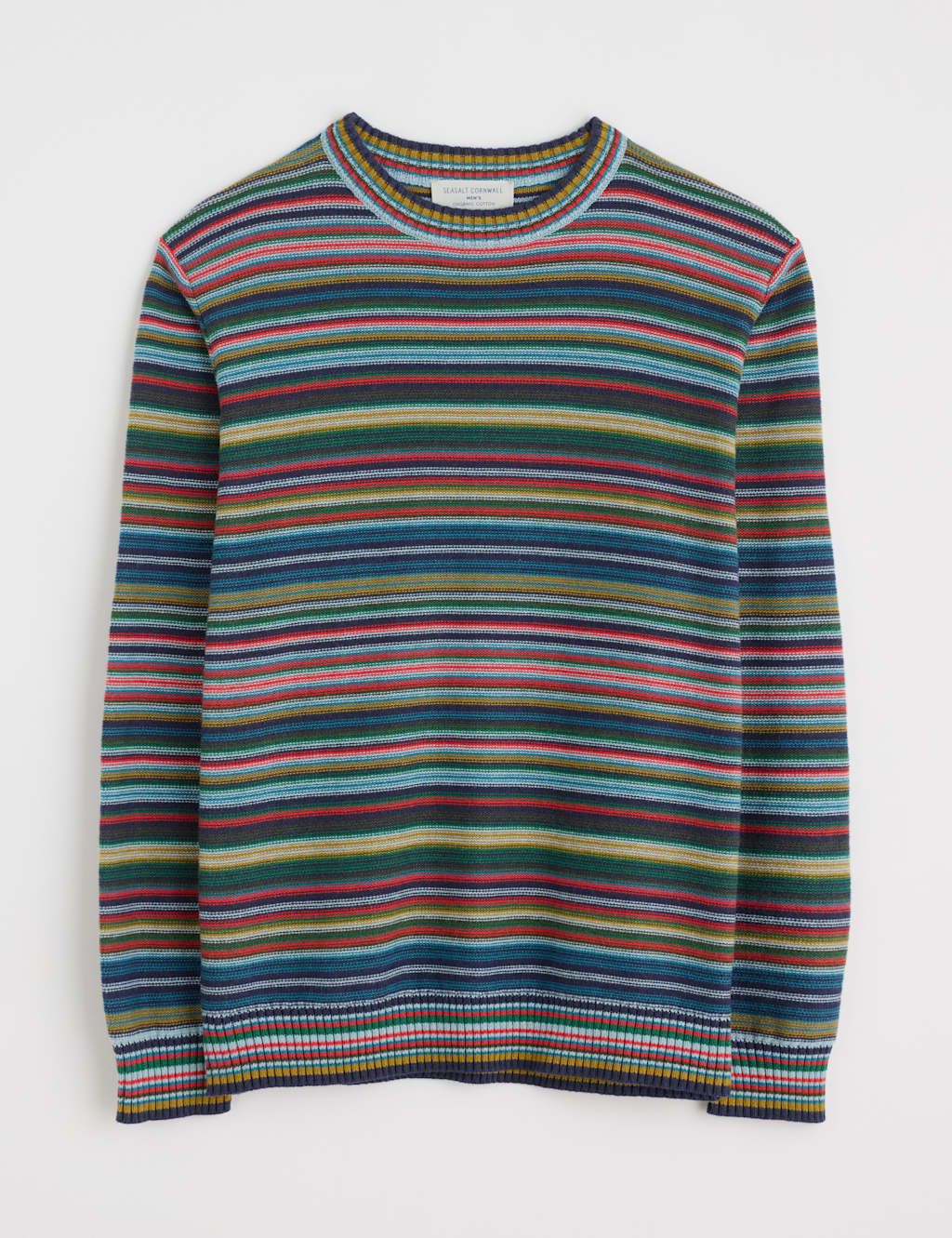 Pure Cotton Striped Crew Neck Jumper