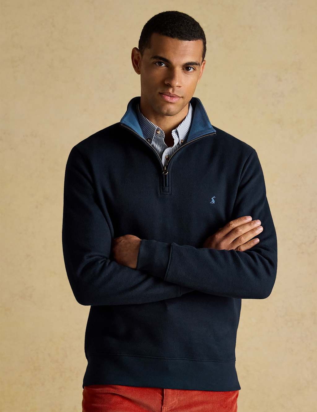 Joules Pure Cotton Half Zip Sweatshirt Navy