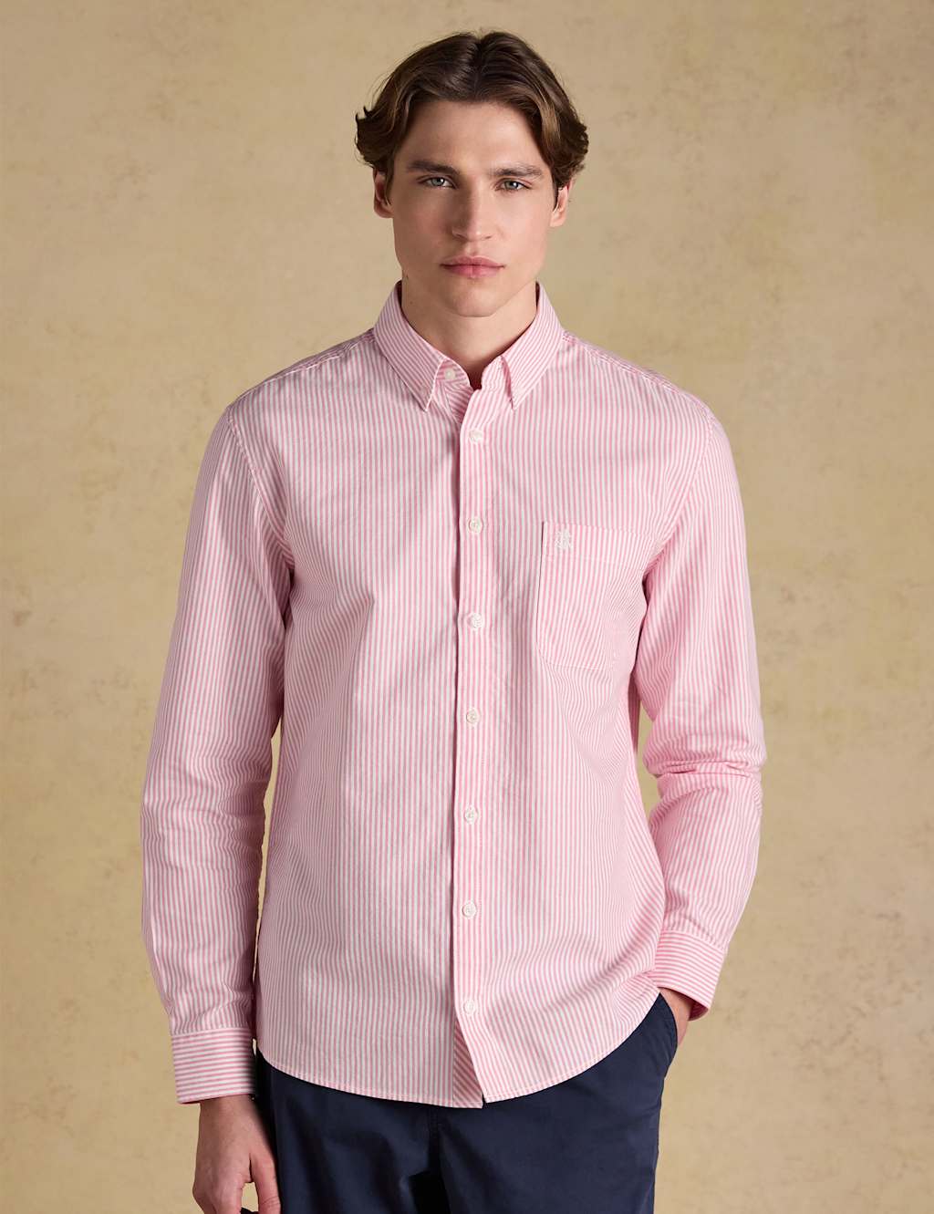 Joules Men's Regular Fit Pure Cotton Striped Oxford Shirt - M - Pink Mix - Available at M&S