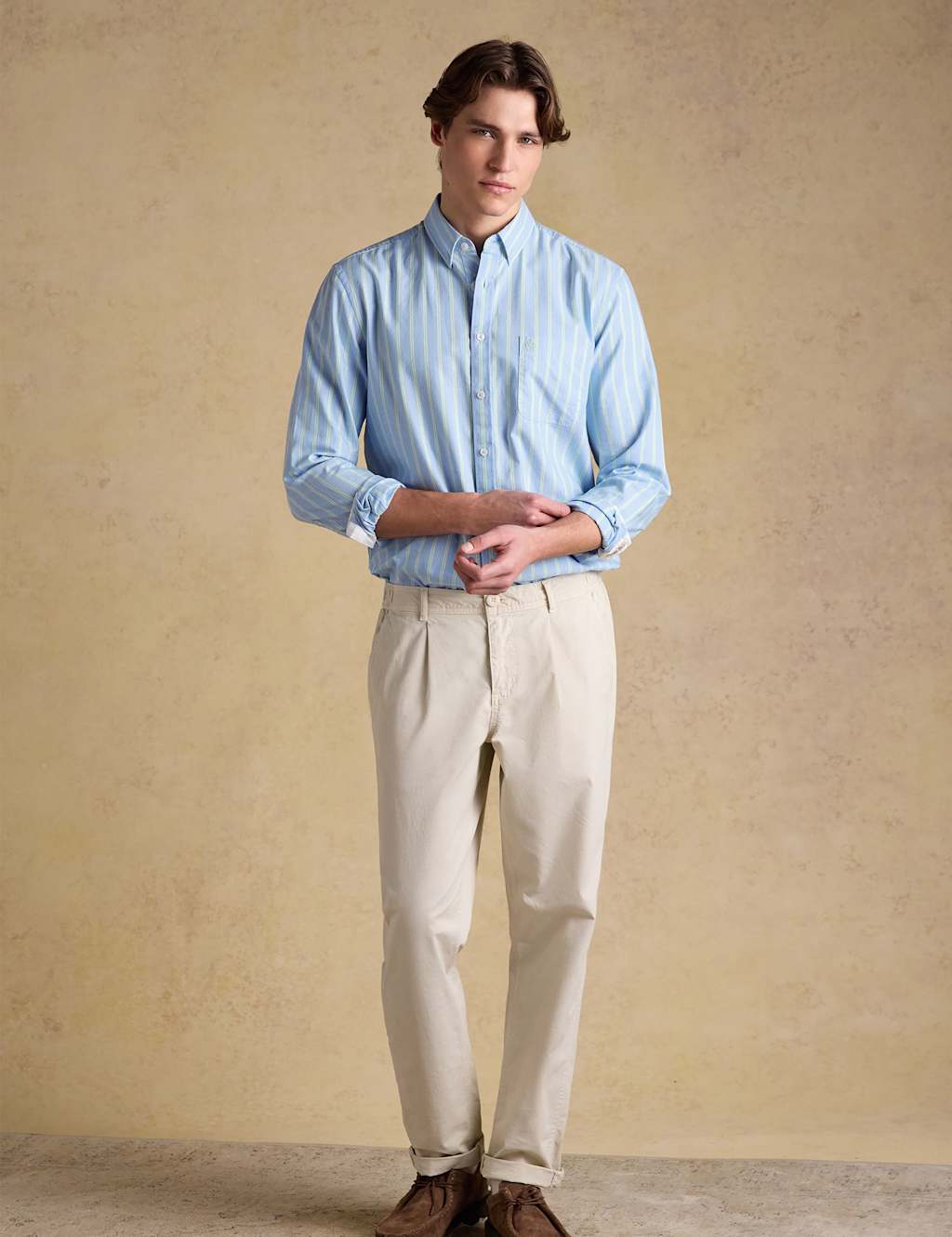 Joules Men's Regular Fit Pure Cotton Striped Oxford Shirt - L - Blue Mix - Available at M&S