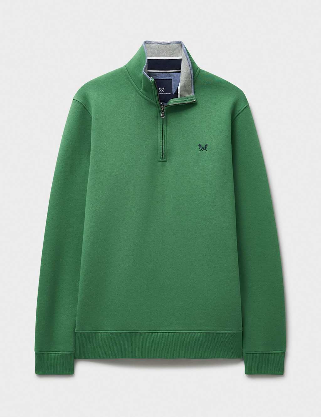 Crew Clothing Cotton Rich Half Zip Sweatshirt Emerald