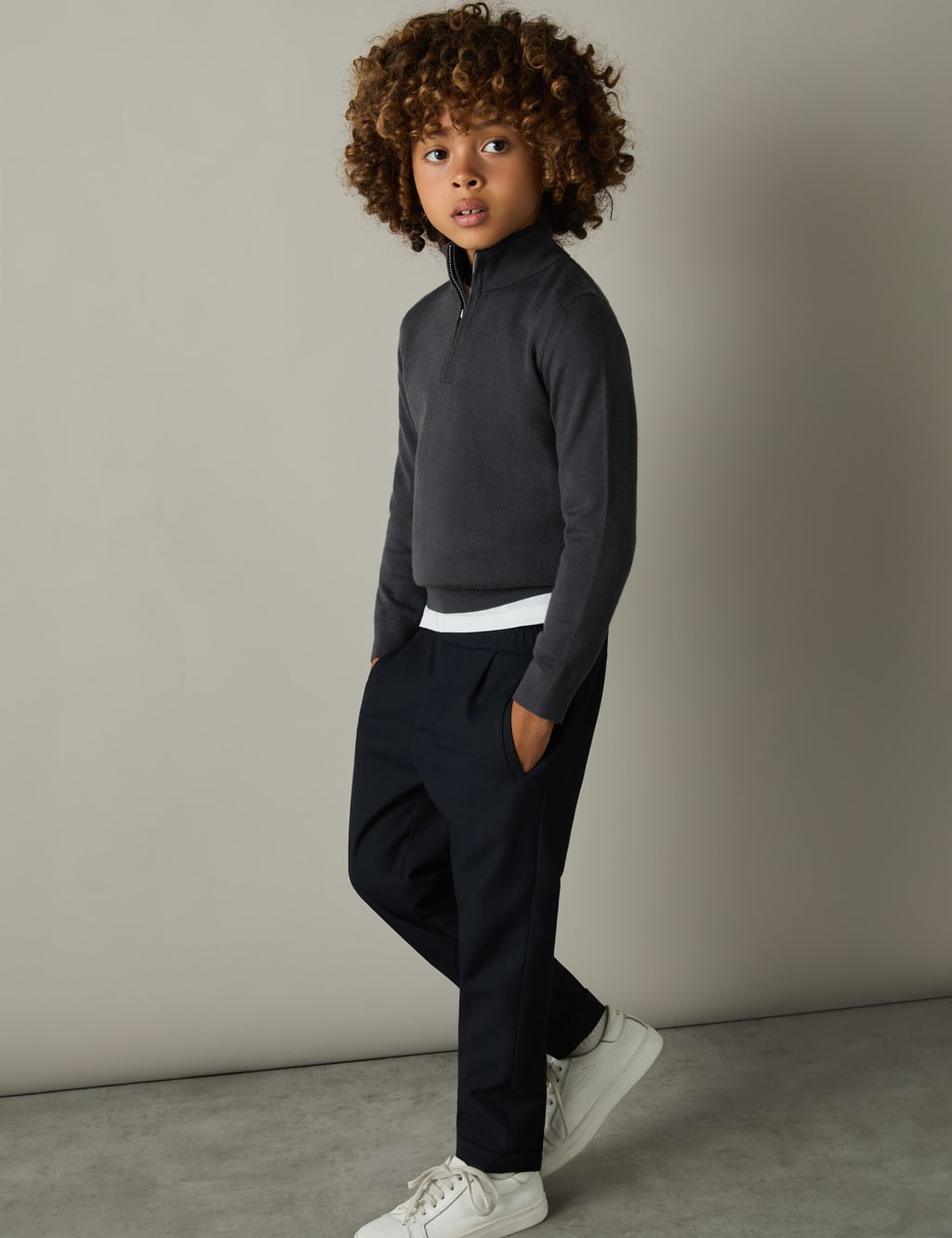 Reiss Boys Pure Wool Half Zip Jumper (3-14 Yrs) - 11-12 - Dark Blue, Dark Blue