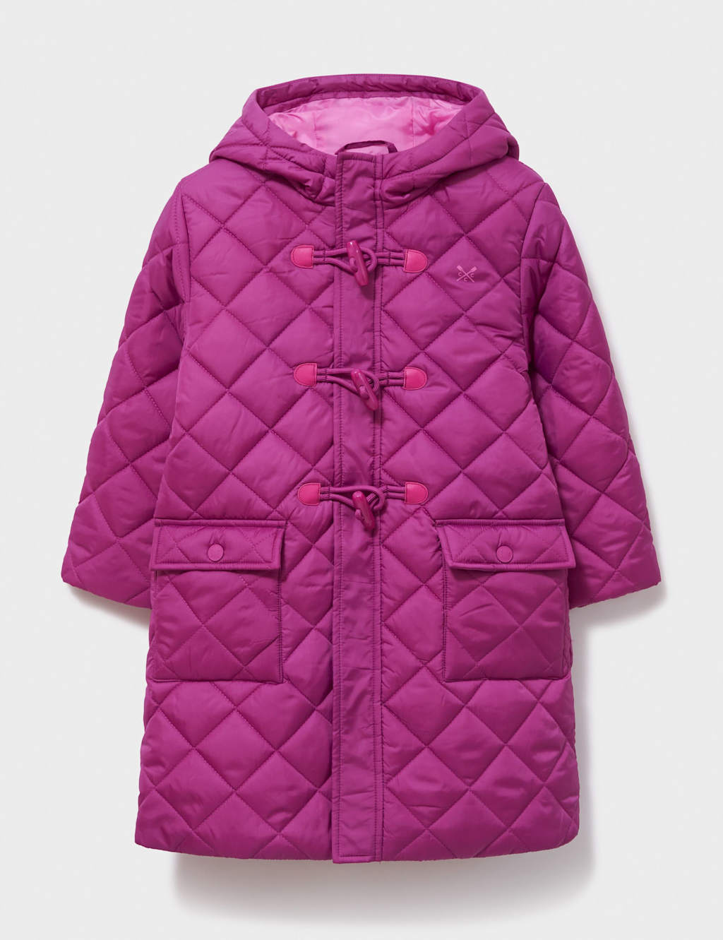 Crew Clothing Quilted Hooded Longline Toggle Coat (3-12 Yrs) Pink Magenta