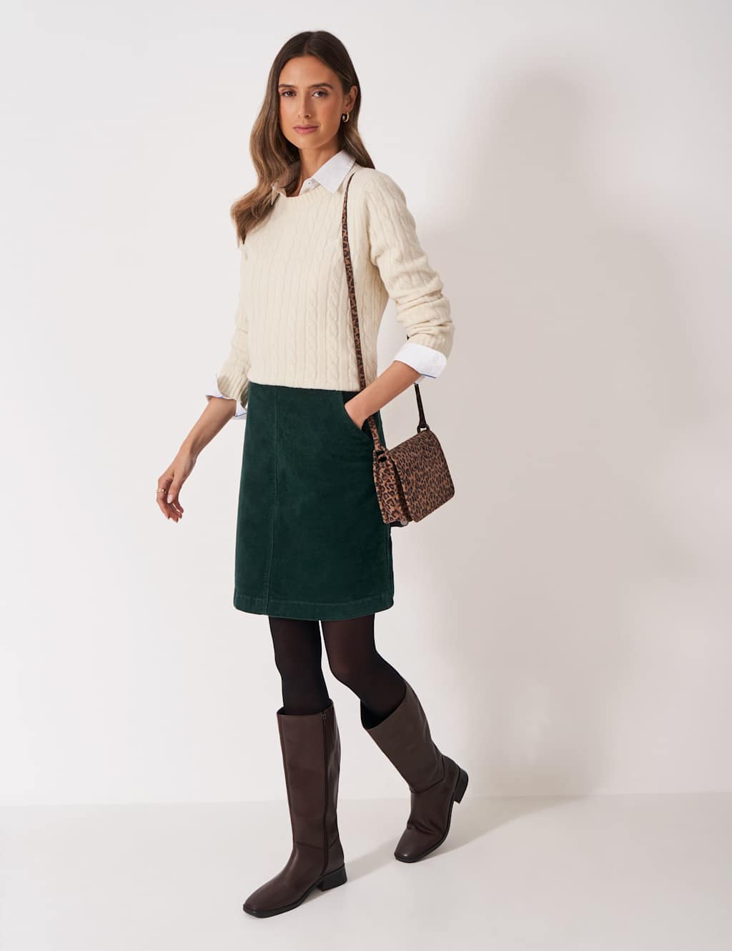 Crew Clothing Women's Cord Mini A-Line Skirt - 18 - Green - Available at M&S