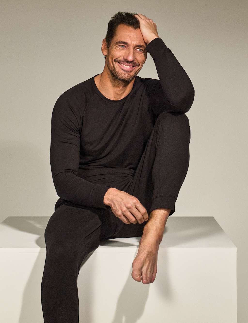 David Gandy Wellwear Men's Luxury Lyocell Rich Lounge Top - L - Black - Available at M&S