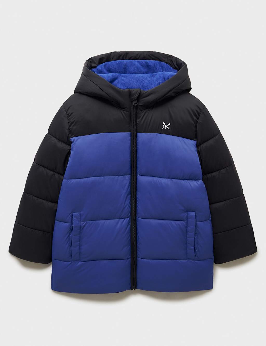 Crew Clothing Colourblock Hooded Puffer Coat (3-12 Yrs) Blue Mix