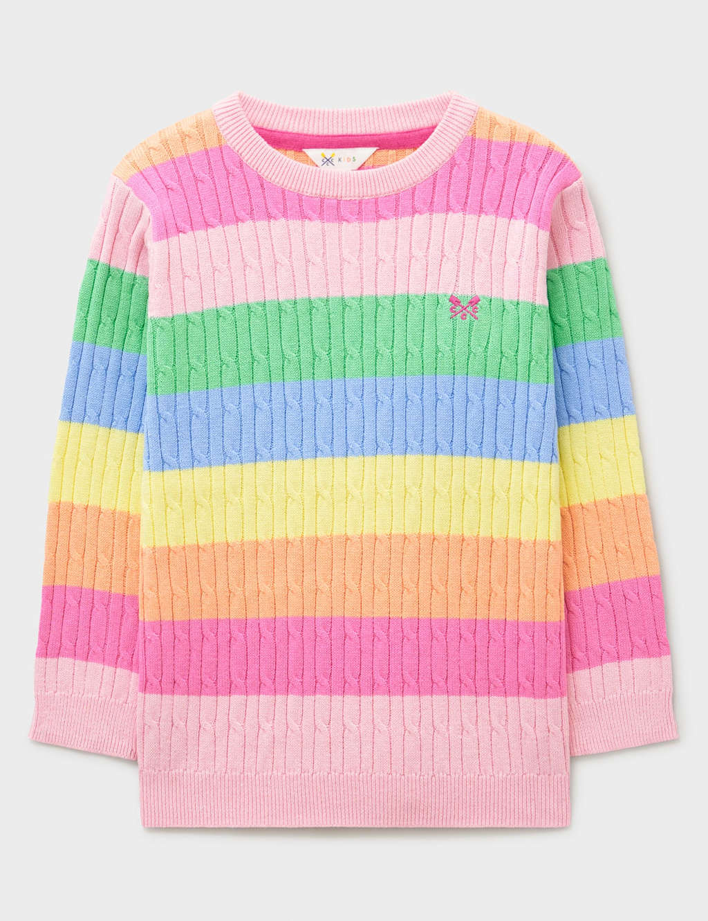 Crew Clothing Pure Cotton Striped Cable Knit Jumper (3-12 Yrs) Yellow Mix