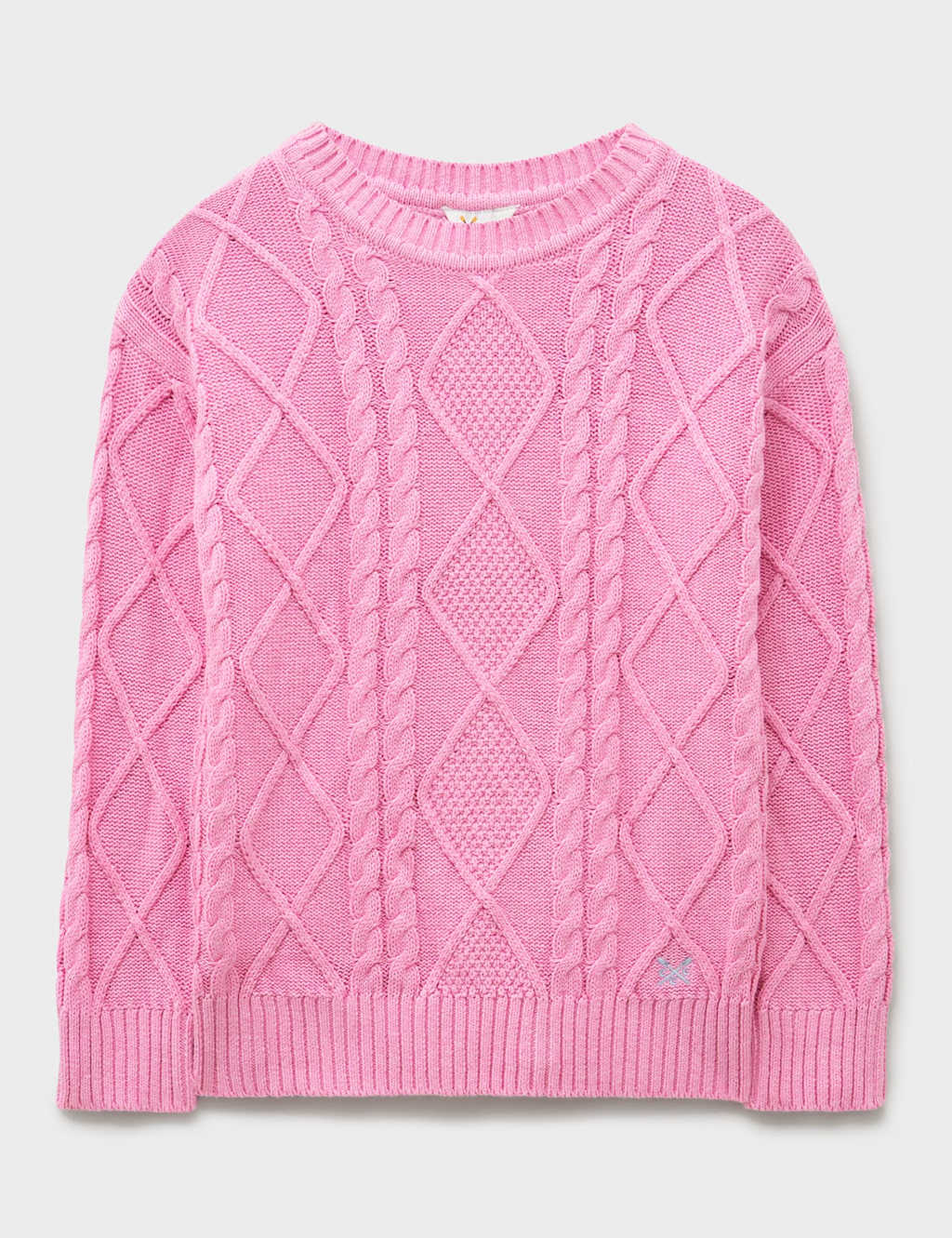 Crew Clothing Pure Cotton Cable Knit Jumper (3-12 Yrs) Light Pink