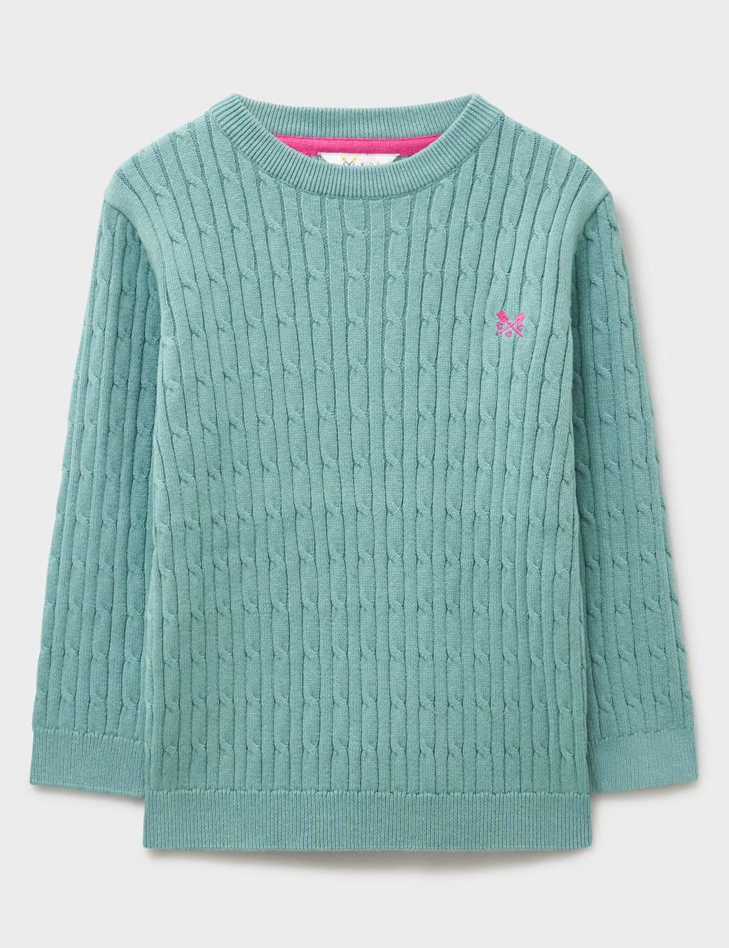 Crew Clothing Pure Cotton Cable Knit Jumper (3-12 Yrs) Light Green