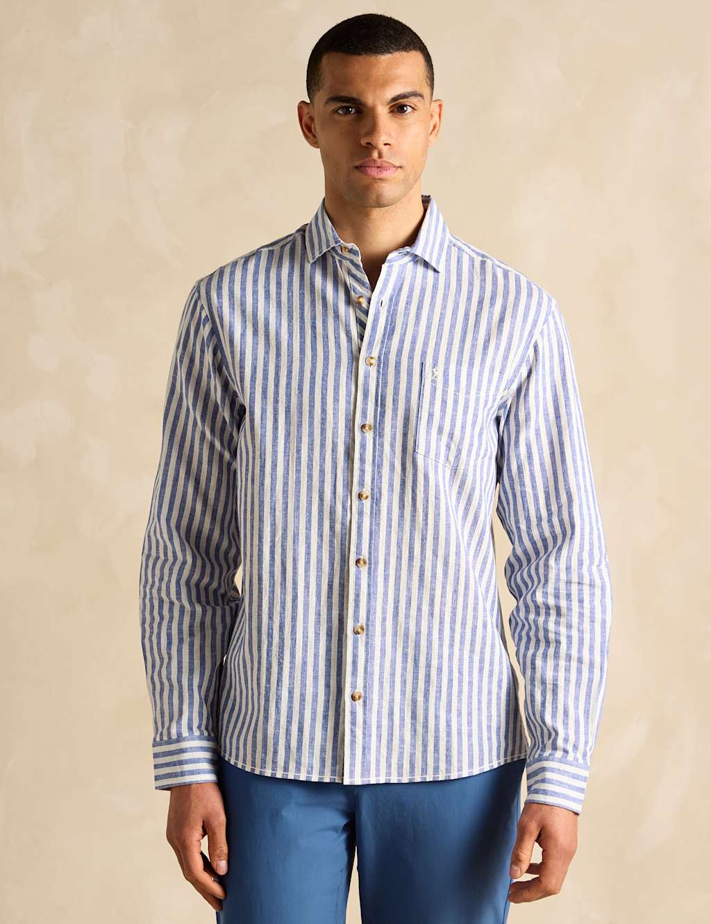 Linen Blend Striped Shirt