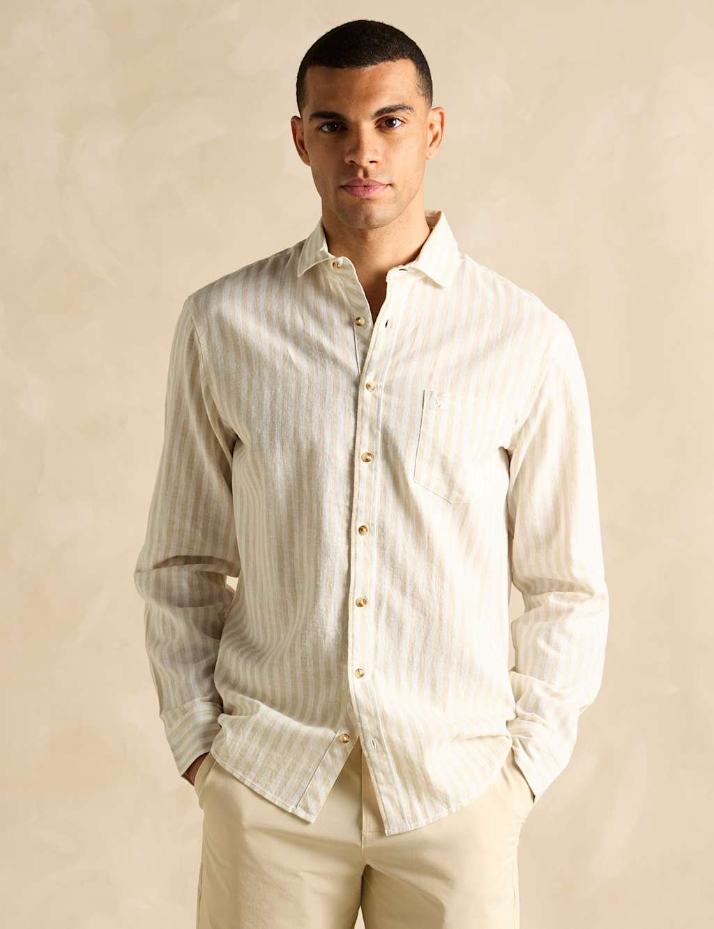 Linen Blend Striped Shirt