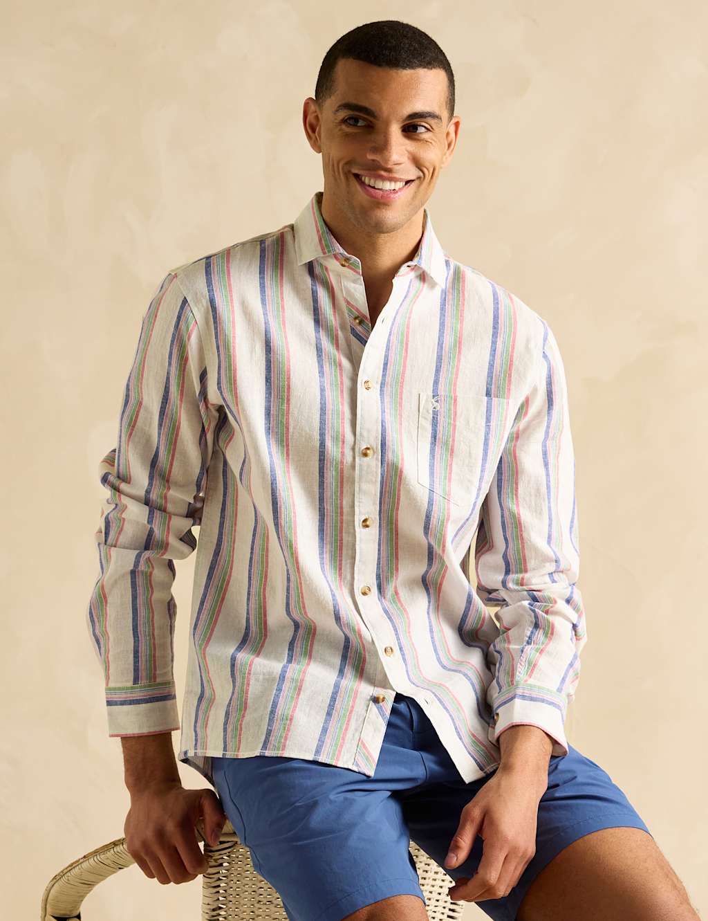Linen Blend Striped Shirt