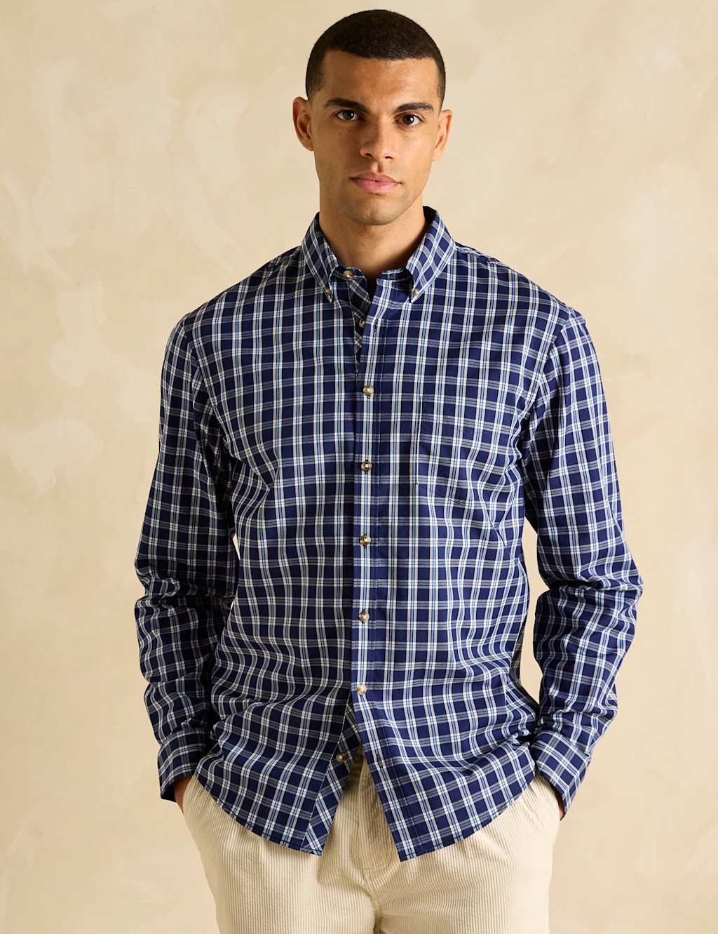 Non Iron Cotton Rich Checked Shirt
