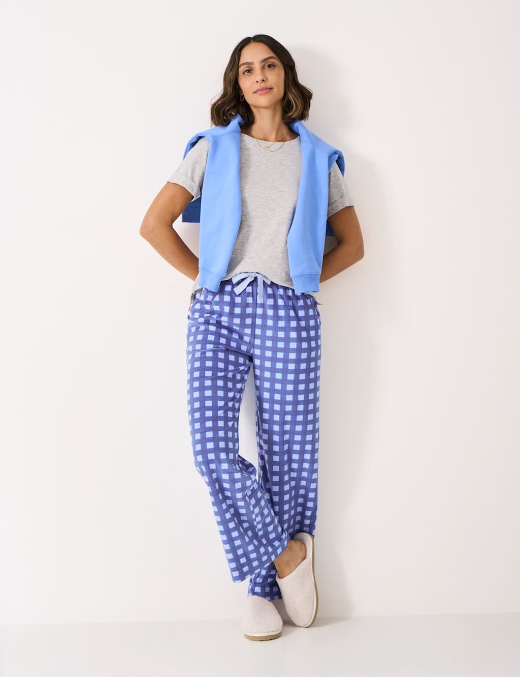 Crew Clothing Supersoft Floral Pyjama Bottoms Blue Mix