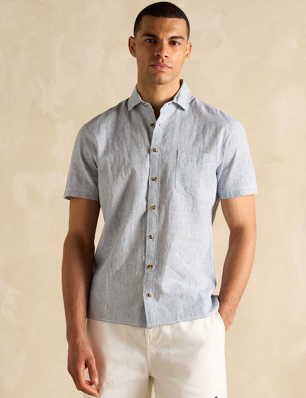 Linen Blend Striped Shirt