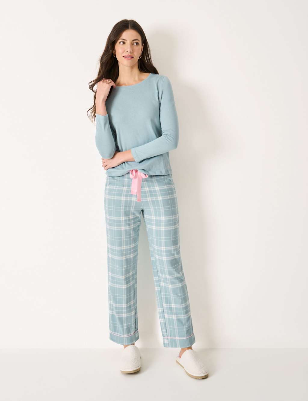 Crew Clothing Pure Cotton Pyjama Set Light Blue Mix