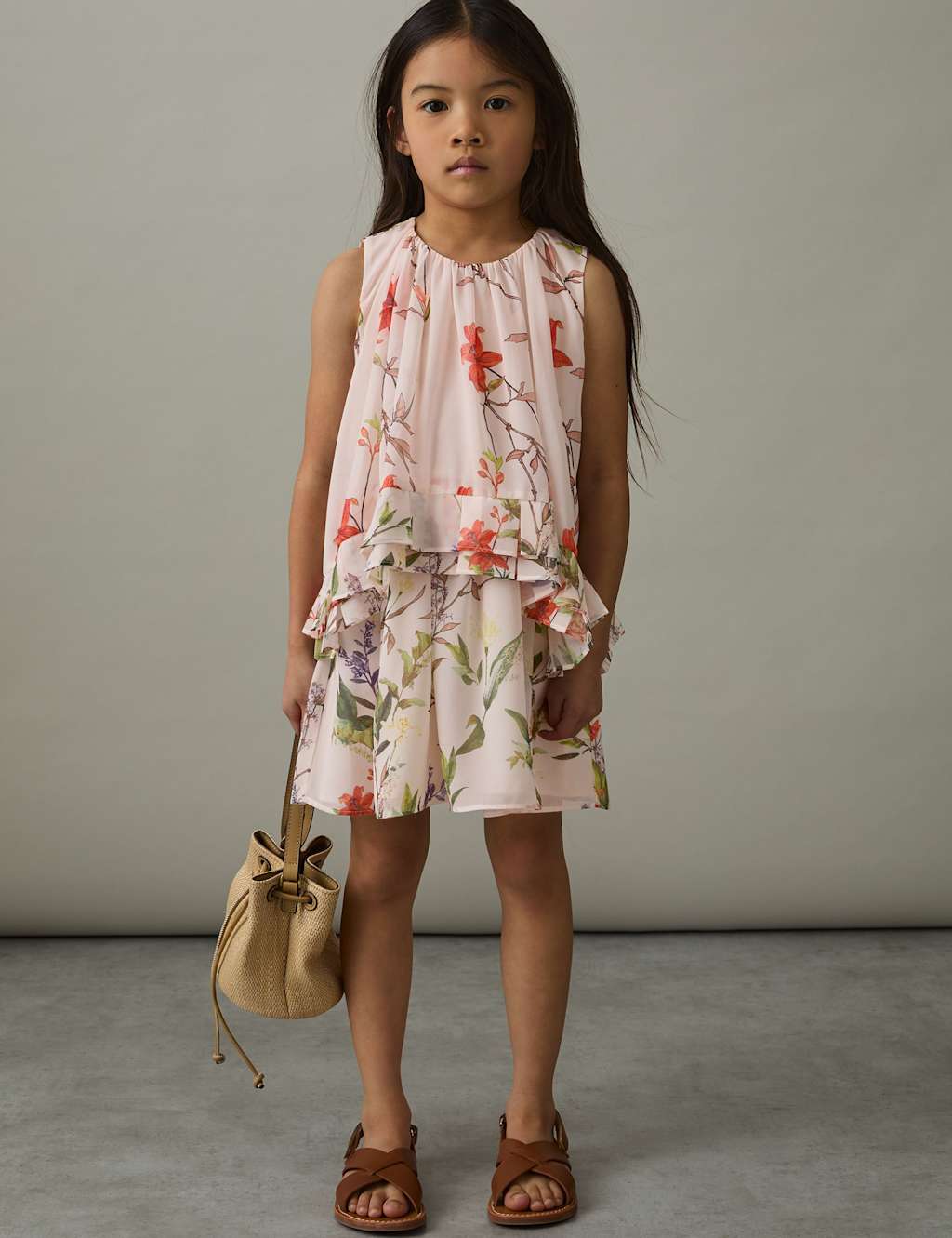 Chiffon Floral Frill Detail Dress (4-14 Yrs)