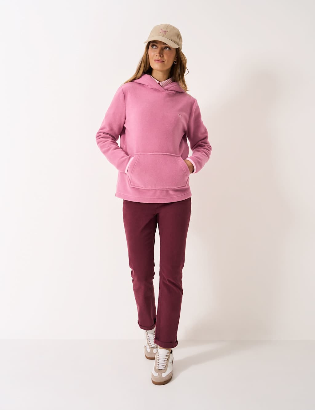 Crew Clothing Micro Fleece Hoodie Dark Pink