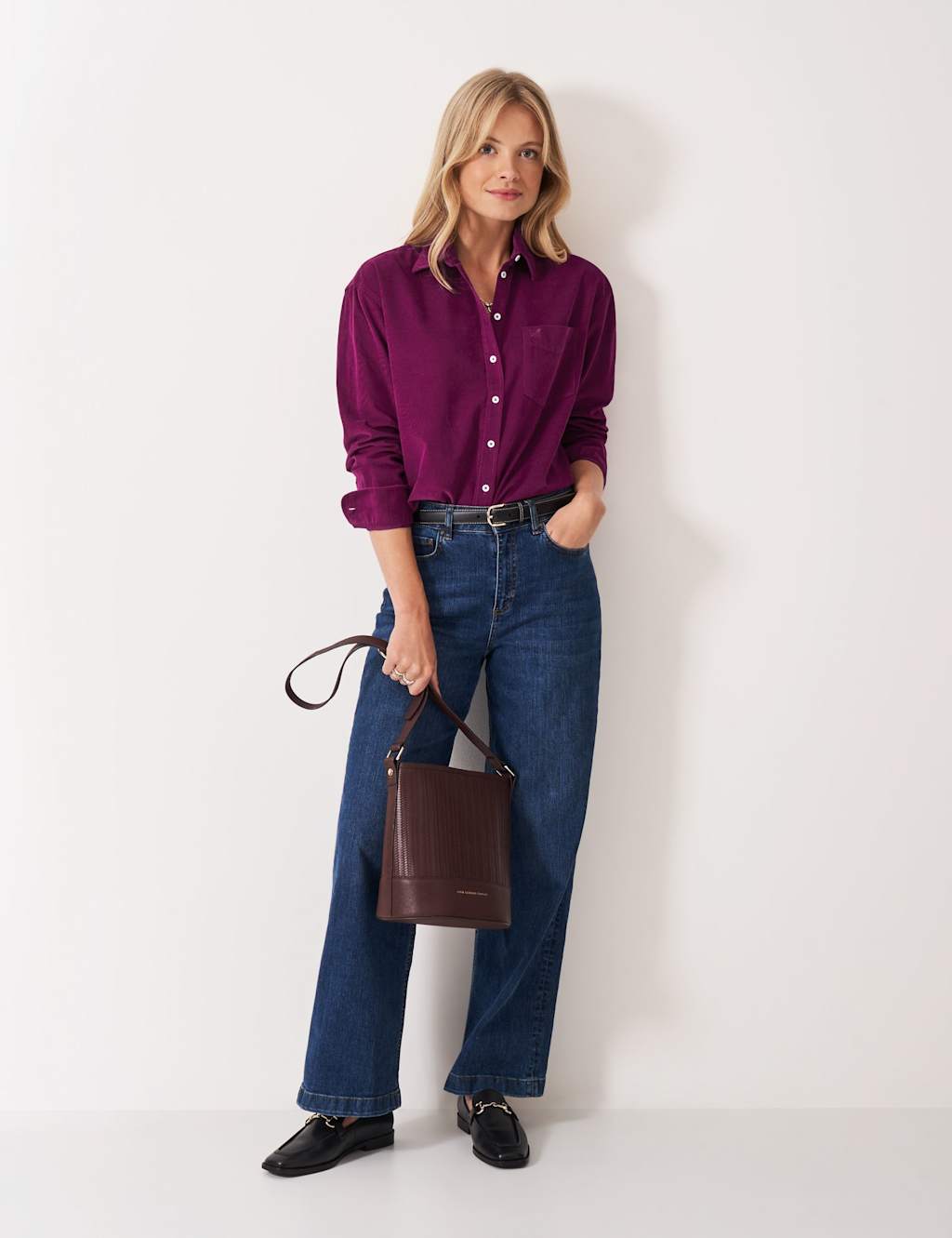 Crew Clothing Cord Collared Overshirt Purple