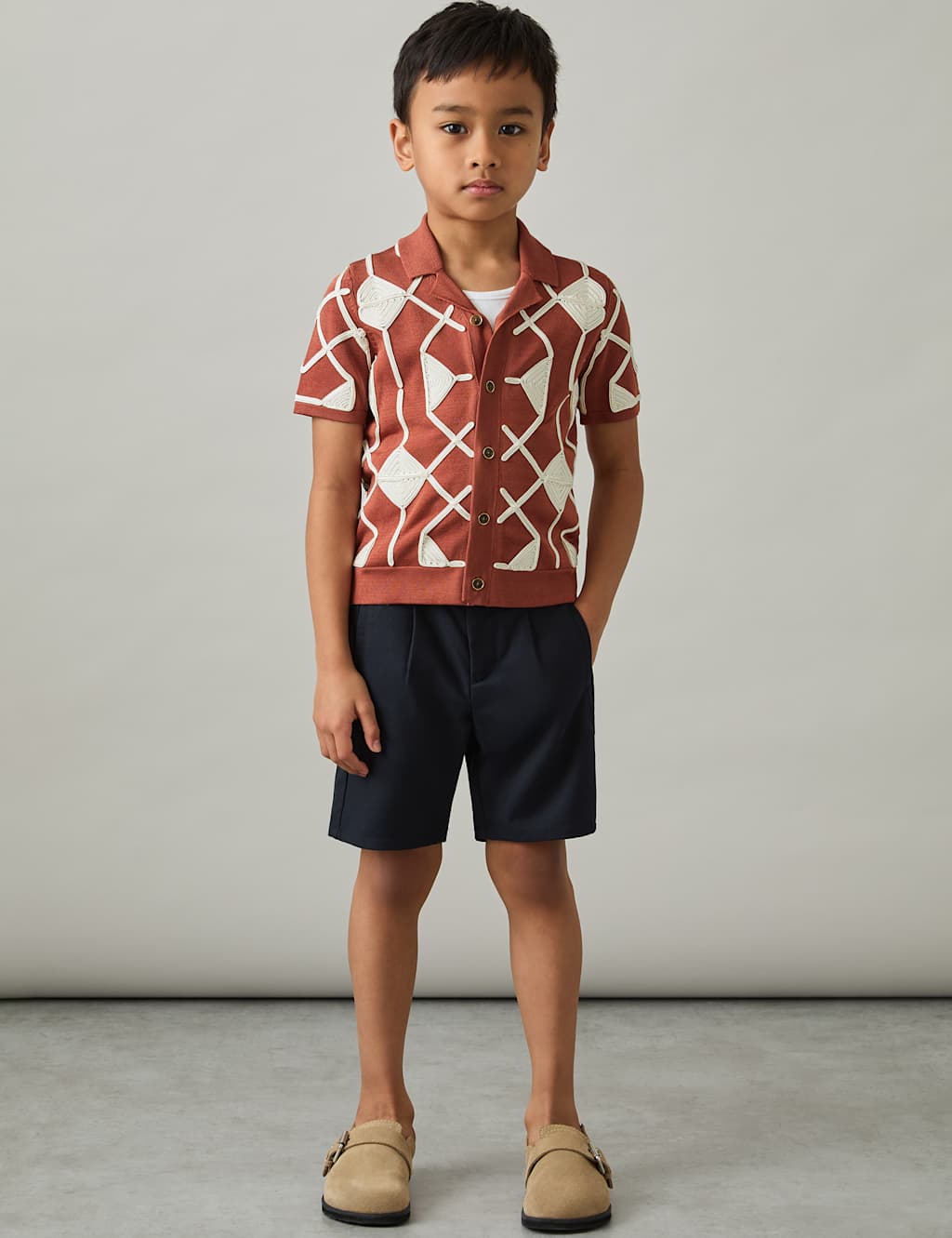 Geometric Embroidered Shirt (3-14 Yrs)