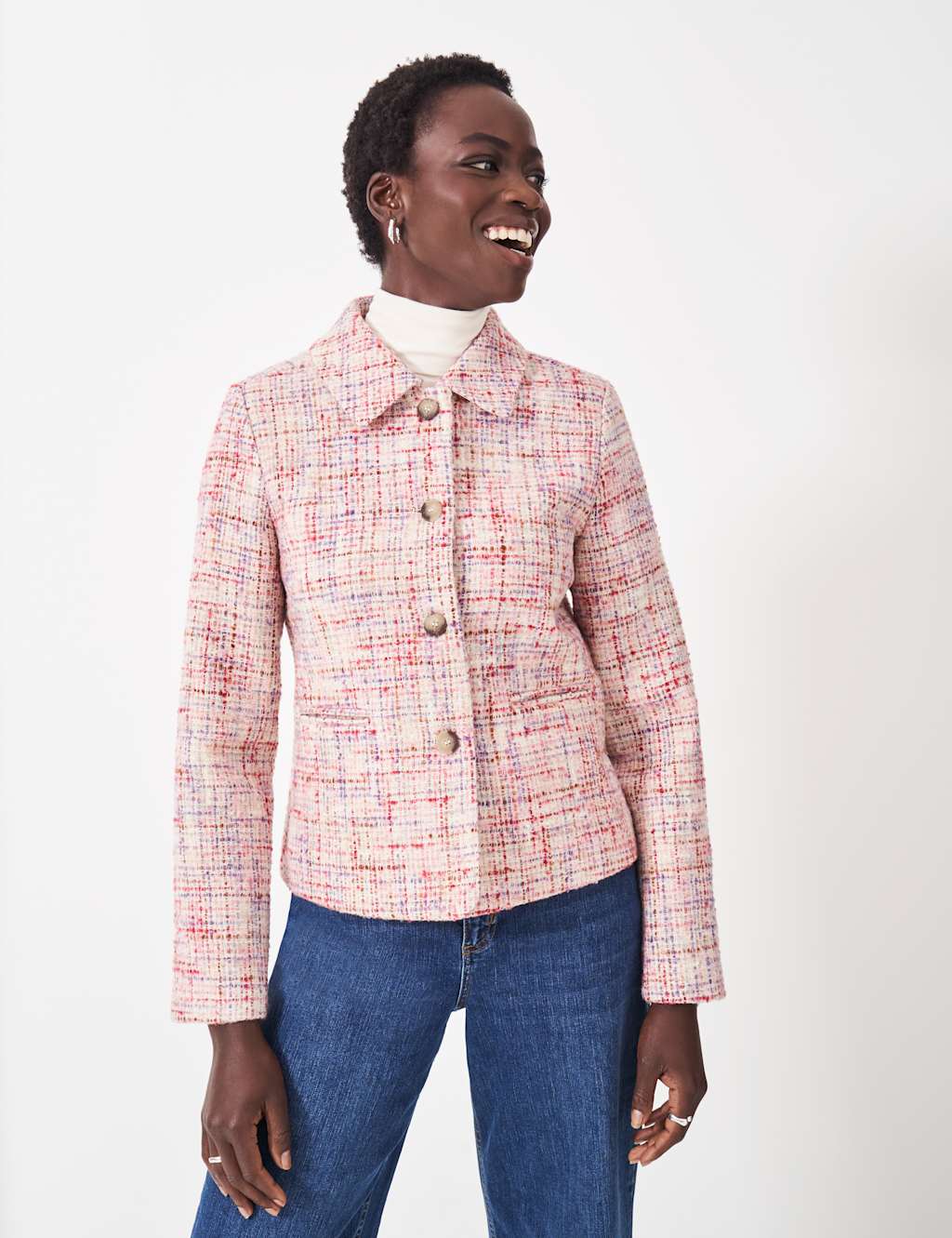 Textured Collared Short Jacket