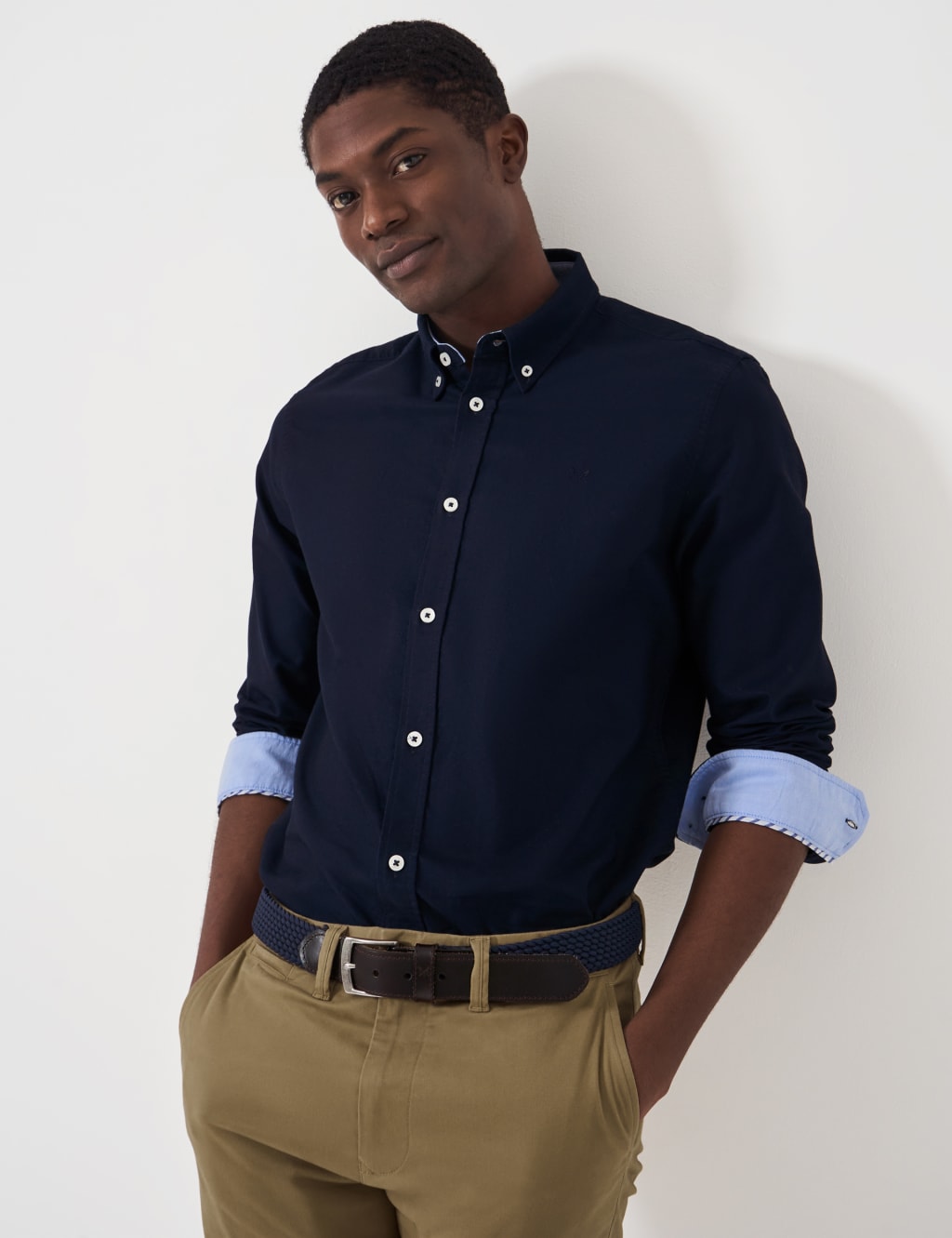 Crew Clothing Slim Fit Pure Cotton Oxford Shirt Dark Navy
