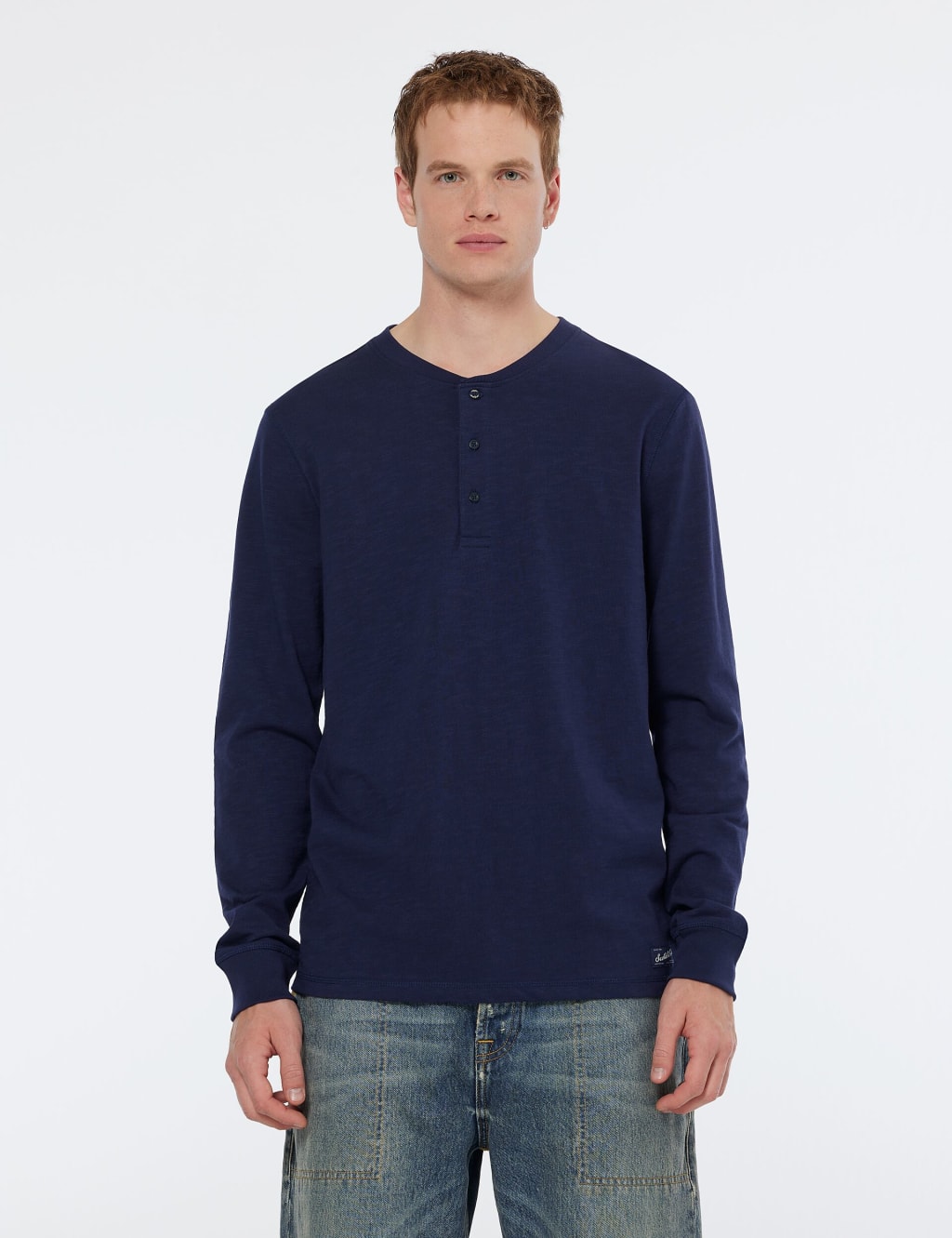 Pure Cotton Henley Long Sleeve T-Shirt