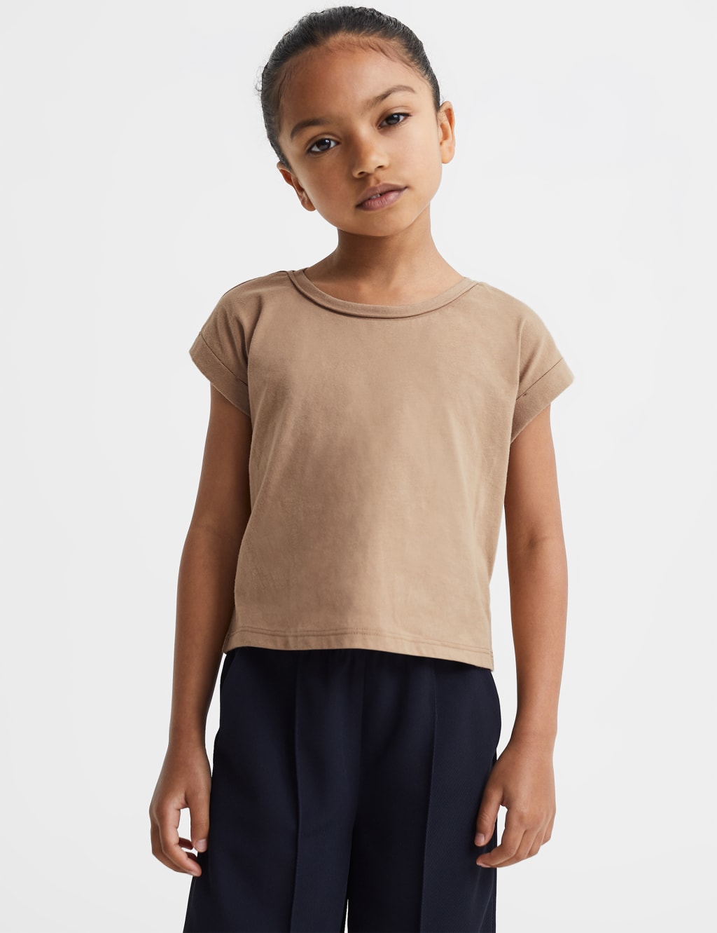 Reiss Girls Pure Cotton T-Shirt (4-14 Yrs) - 7-8 Y - Tan, Navy,Tan