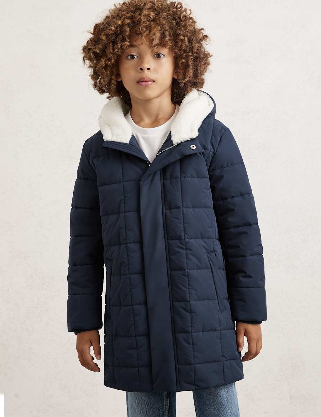 Reiss Hooded Quilted Puffer Jacket (3-14 Yrs) Dark Blue