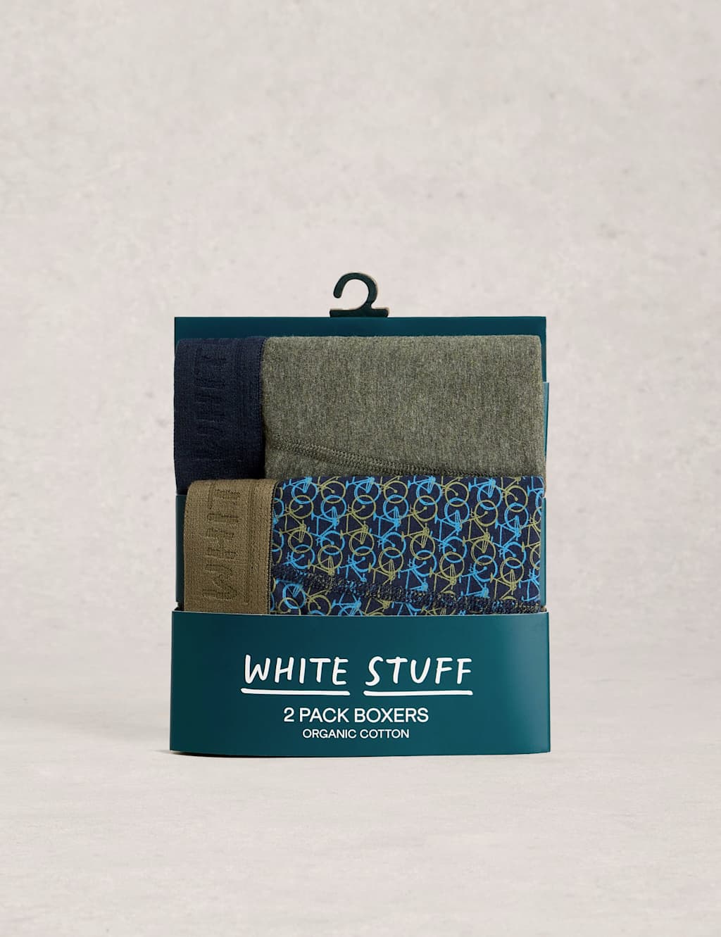 White Stuff Men's 2 Pack Cotton Rich Fish & Plain Boxers - S - Blue Mix - Available at M&S