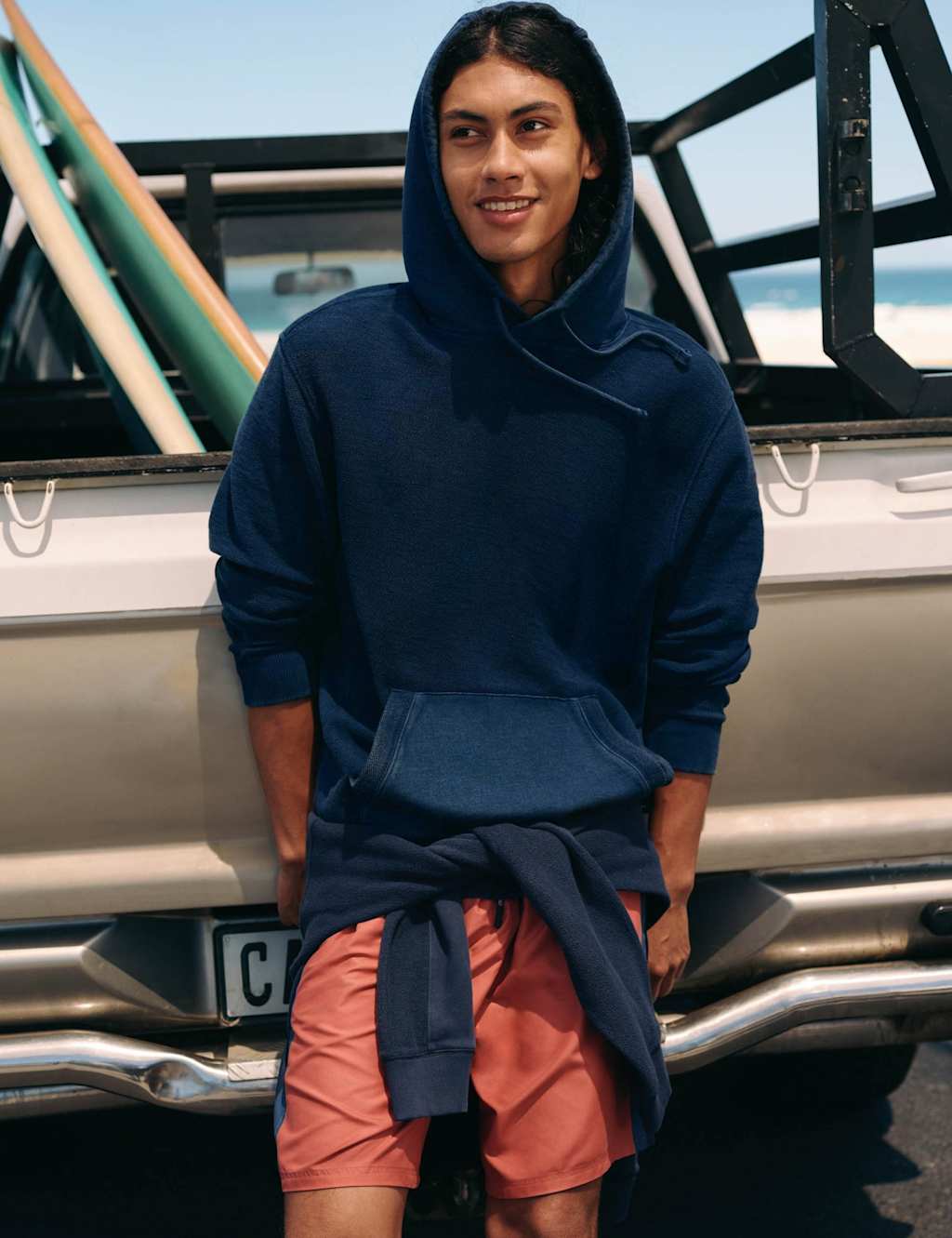 White Stuff Men's Pure Cotton Textured Hoodie - M - Navy - Available at M&S