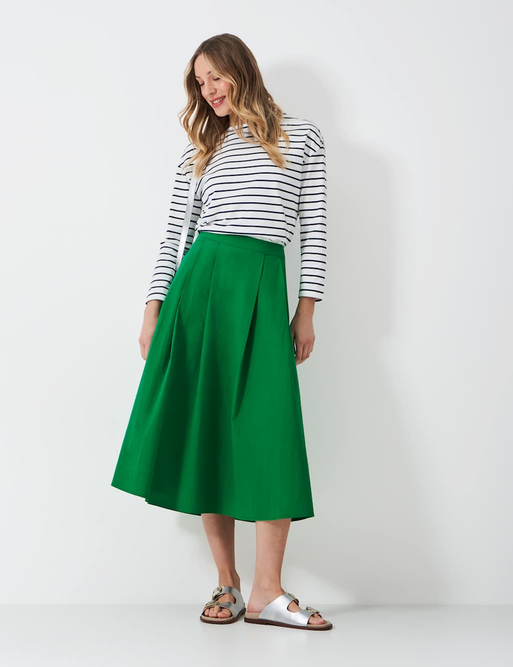 Pure Cotton Midaxi A-Line Skirt