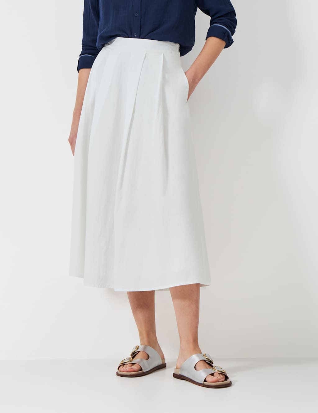 Pure Cotton Midaxi A-Line Skirt