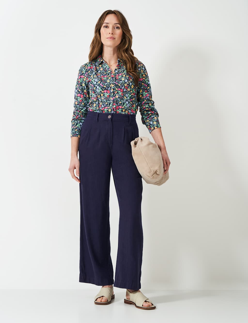 Linen Rich Pleat Front Wide Leg Trousers