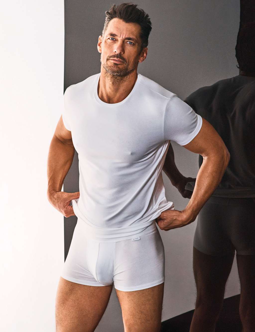 David Gandy Wellwear Men's Premium Cotton Modal Crew Neck Pyjama Tee - XL - White - Available at M&S
