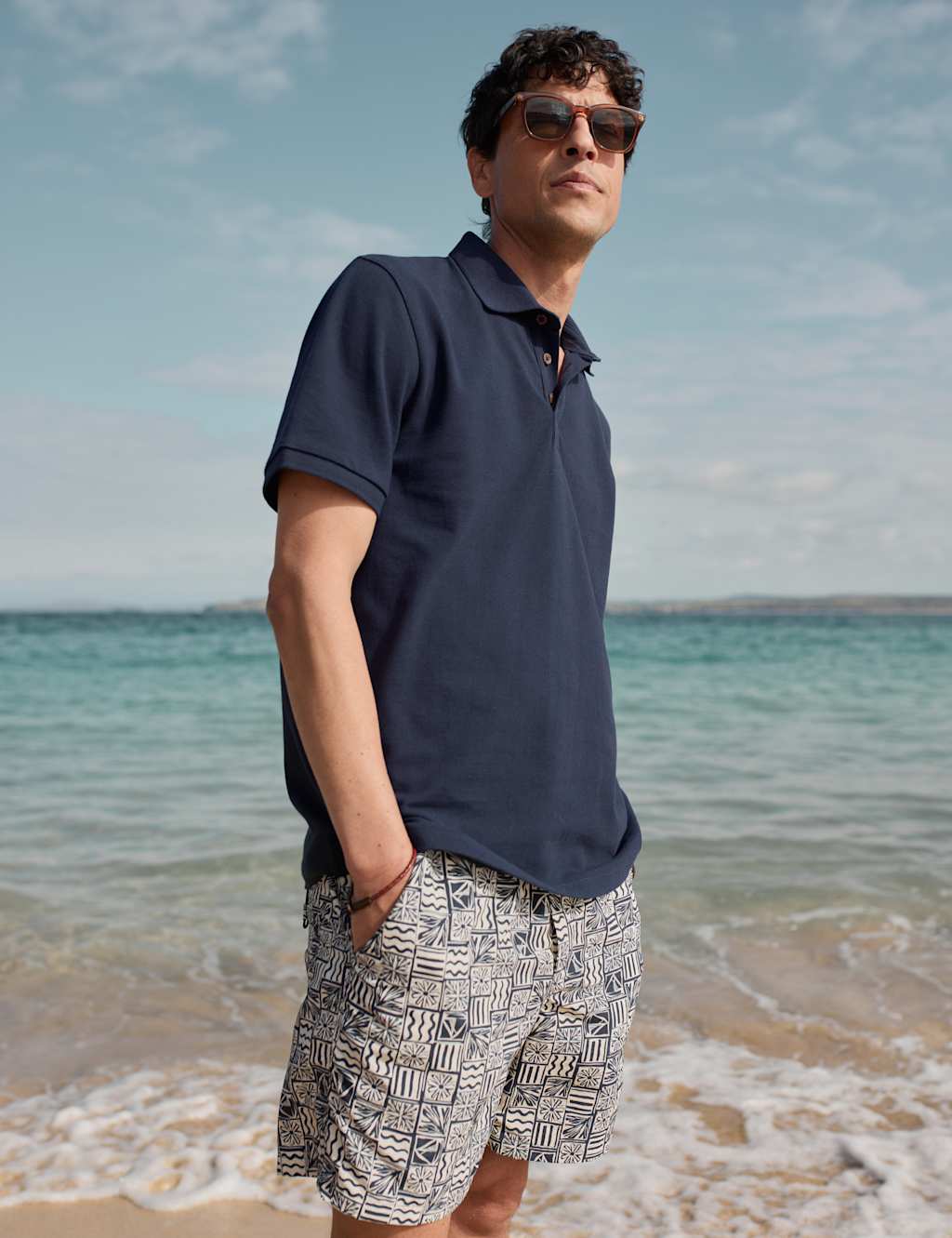 Pocketed Printed Swim Shorts
