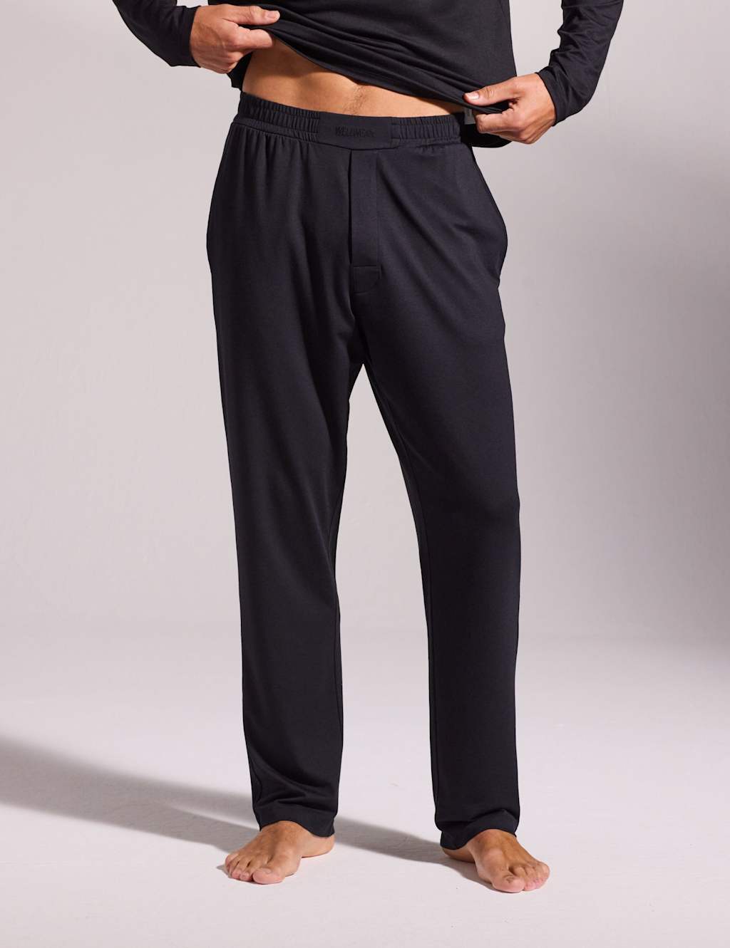 David Gandy Wellwear Men's Premium Cotton Modal Pyjama Bottoms - M - Black - Available at M&S
