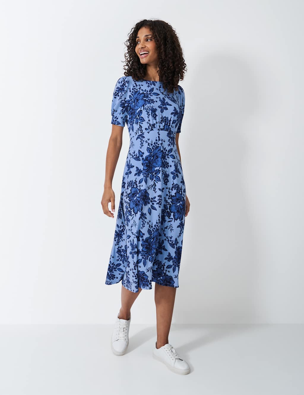 Jersey Floral Midi Tea Dress