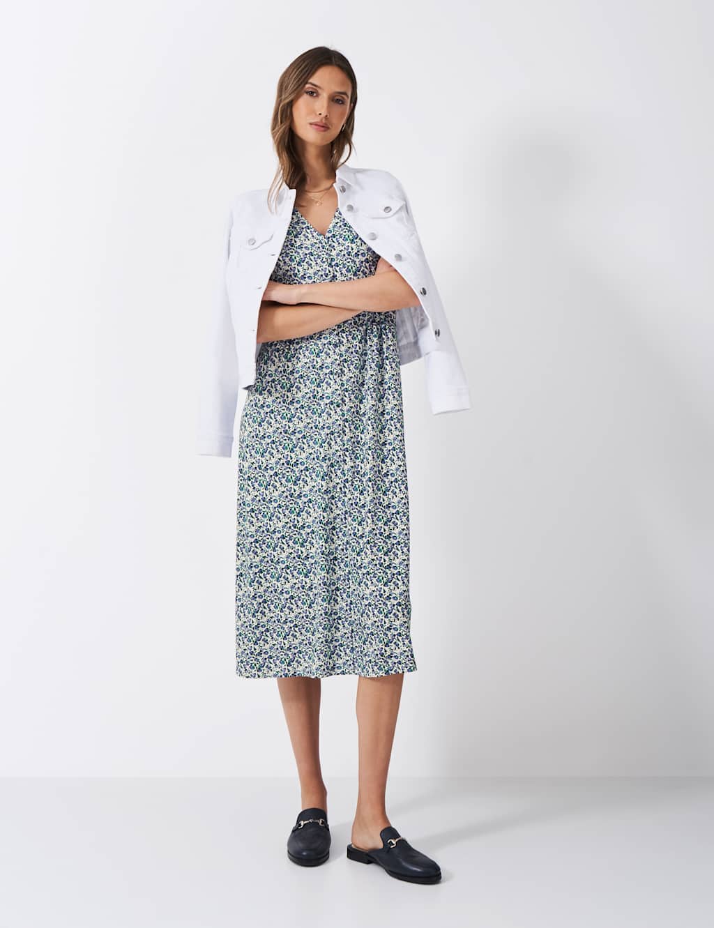 Jersey Floral V-Neck Midaxi Tea Dress