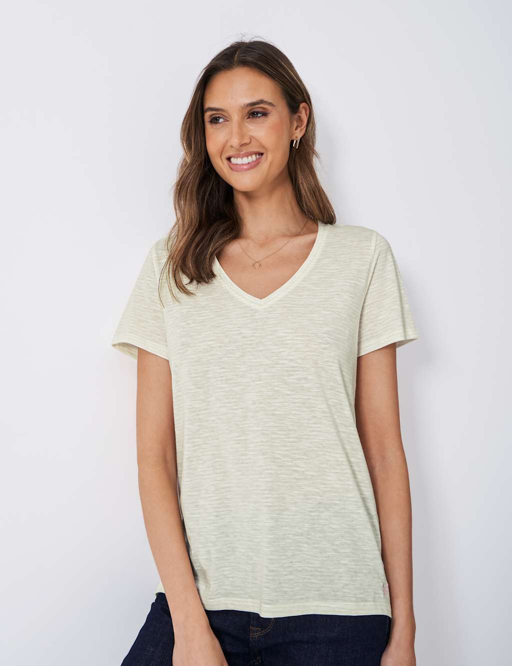 Pure Cotton Striped V-Neck T-Shirt