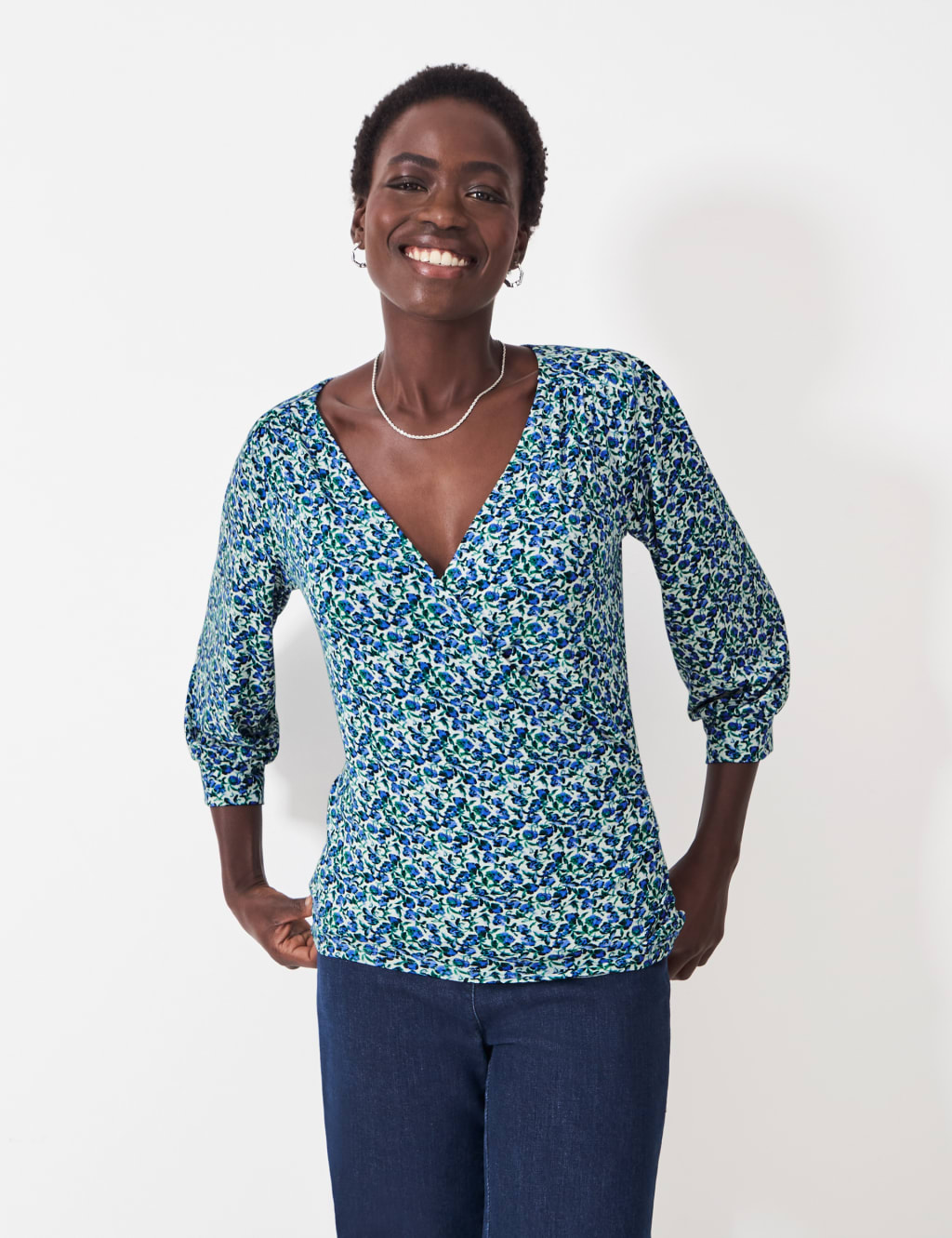 Floral V-Neck Wrap Top