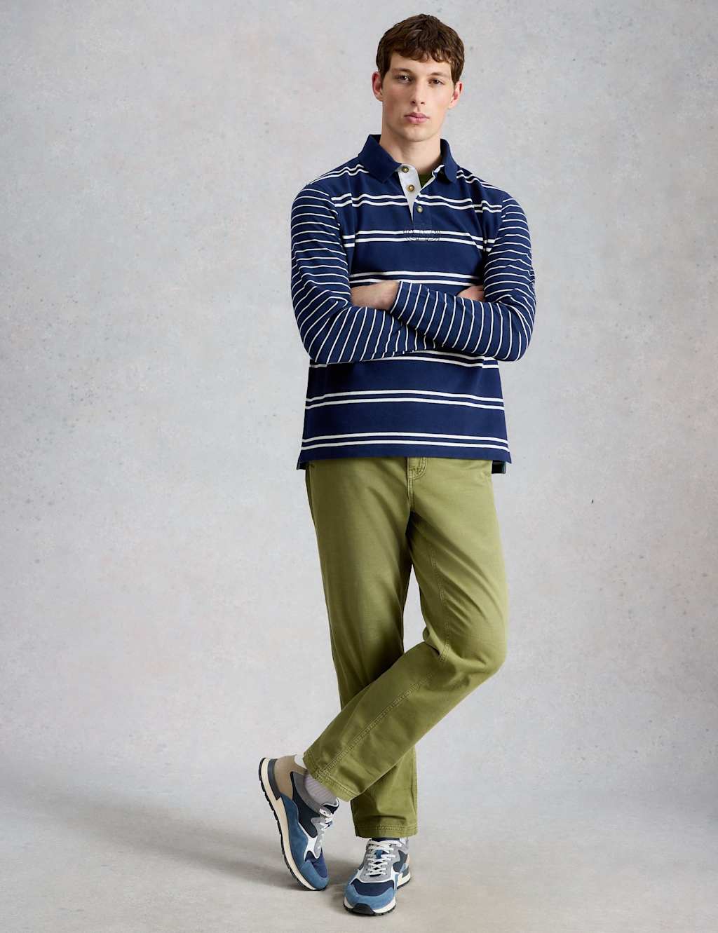 White Stuff Men's Regular Fit Pure Cotton Chinos - 34 - Green - Available at M&S