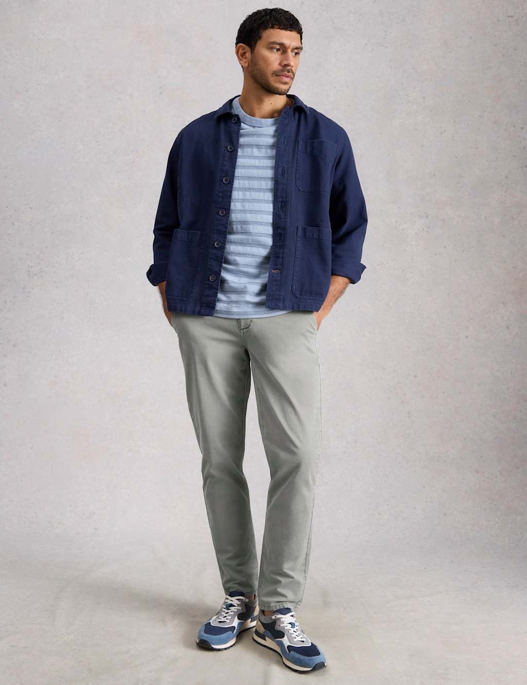 White Stuff Men's Regular Fit Cotton Rich Chinos - 34 - Grey - Available at M&S