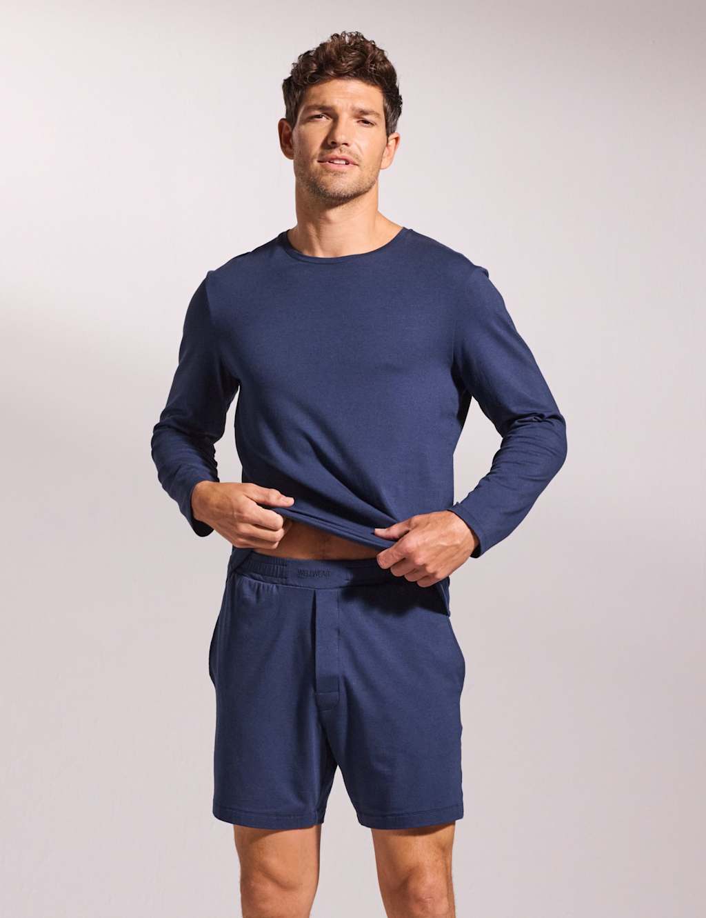 David Gandy Wellwear Men's Premium Cotton Modal Pyjama Shorts - L - Navy - Available at M&S