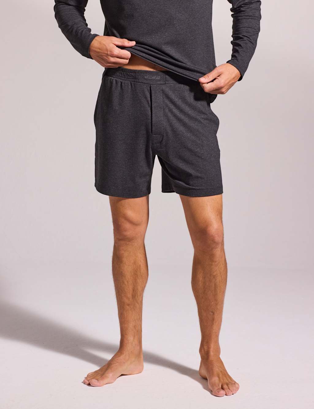 David Gandy Wellwear Men's Premium Cotton Modal Pyjama Shorts - S - Charcoal - Available at M&S