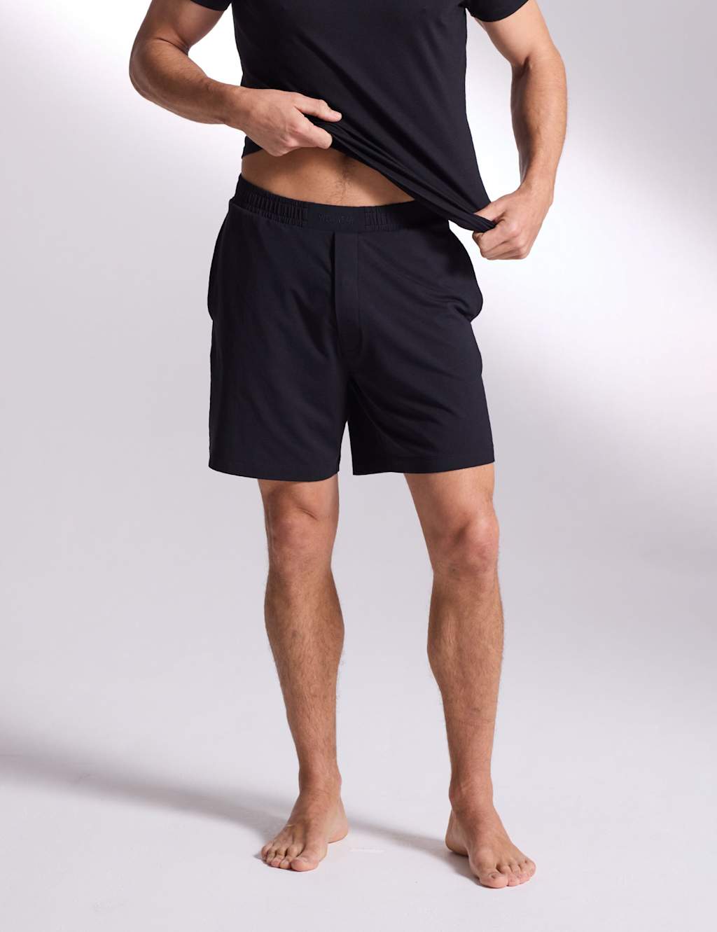 David Gandy Wellwear Men's Premium Cotton Modal Pyjama Shorts - L - Black - Available at M&S
