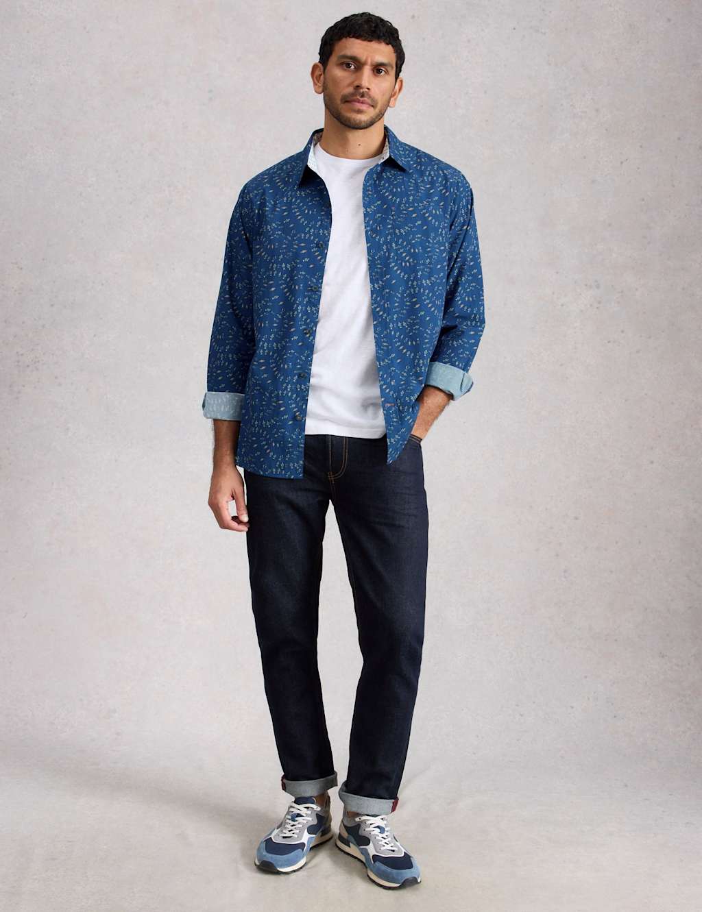 White Stuff Men's Pure Cotton Shirt - L - Blue Mix - Available at M&S