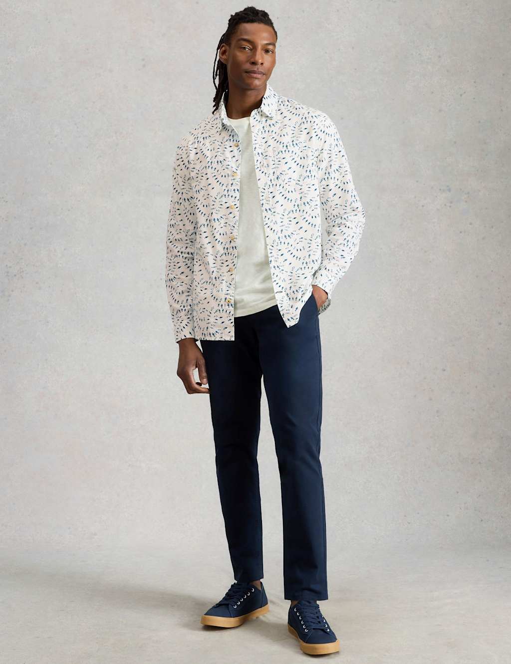 White Stuff Men's Pure Cotton Shirt - M - White Mix - Available at M&S